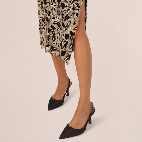 METALLIC LEAF LACE ANKLE DRESS IN BLACK GOLD sizes 4 and 6 - Picture 6 of 14